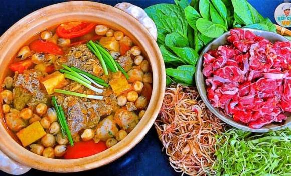 lẩu, món lẩu dịp năm mới,  Lẩu Thái chua cay, Lẩu riêu cua bắp bò, Lẩu gà lá é