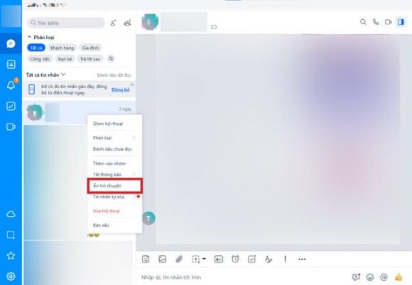 Zalo, cách ẩn tin nhắn zalo