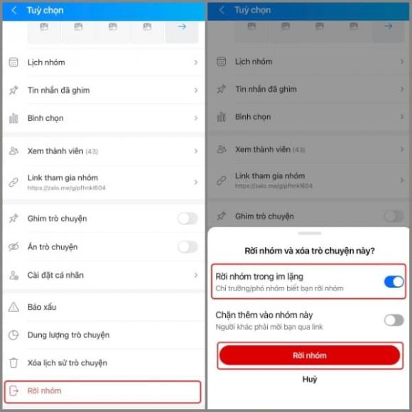 Cách rời nhóm Zalo trong im lặng