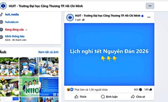 Trường ĐH Công Thương TPHCM, trường đại học, lịch nghỉ Tết, Tết nguyên đán 2026