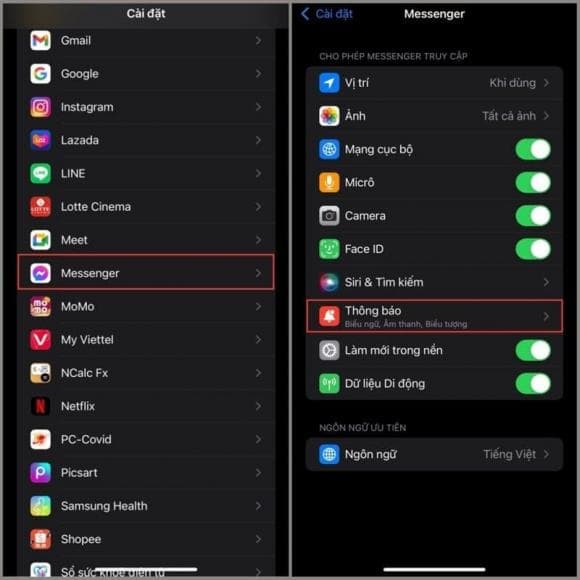 tin nhắn Zalo và Messenger