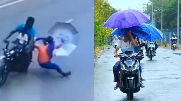 Nghị định 168, mức phạt cầm ô khi đi xe máy