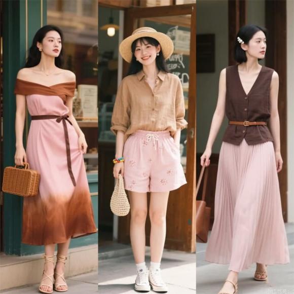 thời trang hè, trang phục màu nâu