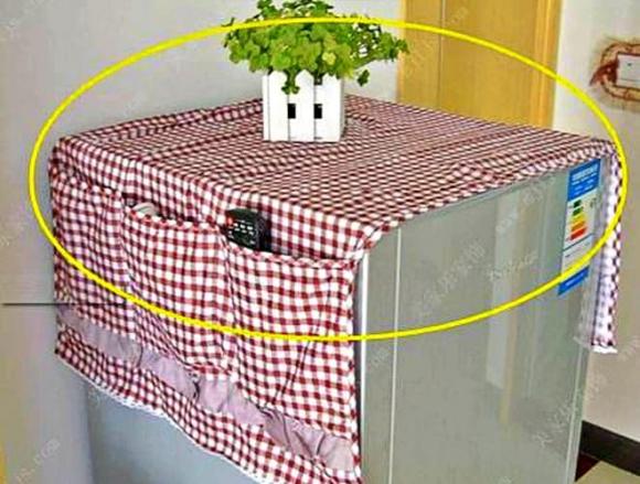 tủ lạnh, tiền điện tăng, 3 thứ không nên để nóc tủ lạnh, Khăn phủ, vải trải chống bụi, cây cảnh, Đồ điện gia dụng