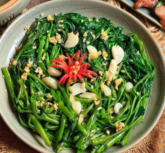 rau muống, rau muống xào tỏi, món ngon 