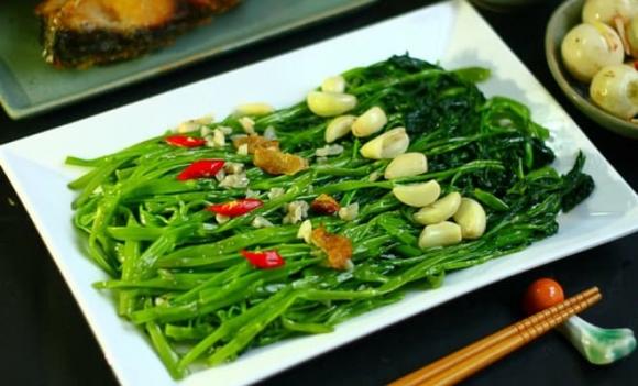 rau muống, rau mồng tơi, rau dền, rau trường thọ
