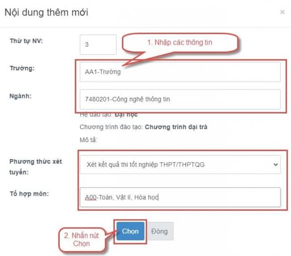 đăng ký nguyện vọng xét tuyển đại học, tuyển sinh đại học