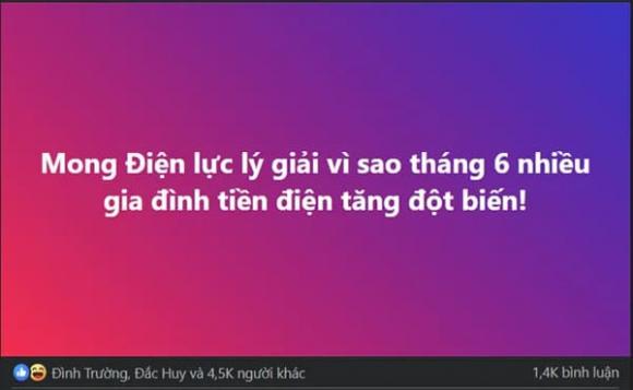 hóa đơn tiền điện, tiền điện tháng 6