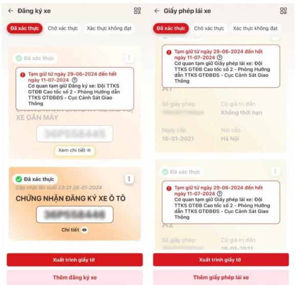 bằng lái xe, giấy tờ xe online, VNeID