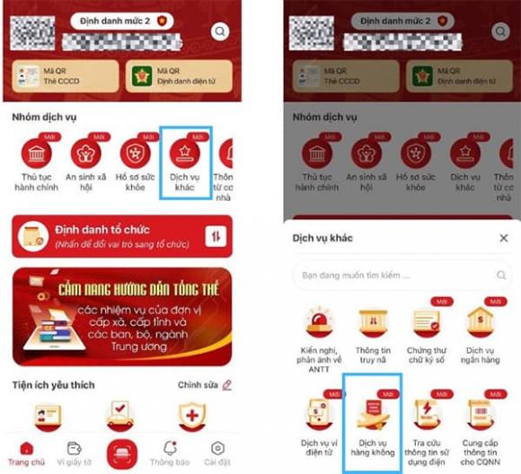 VNeID, sử dụng VNeID để làm thủ tục lên tàu bay, tính năng của VNeID