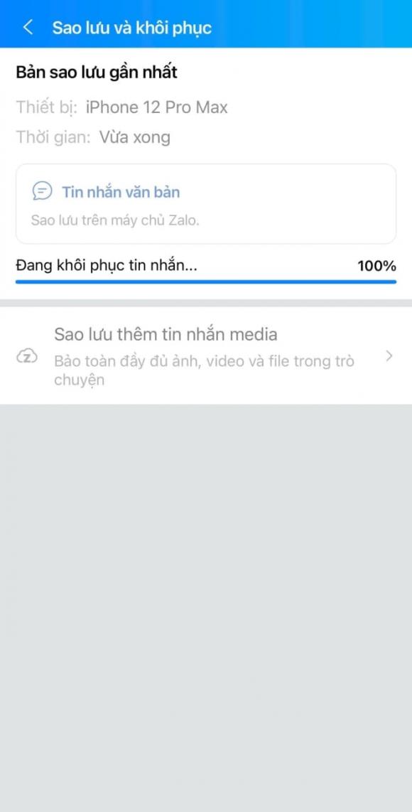 khôi phục tin nhắn Zalo