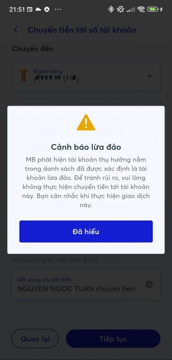 Tính năng chuyển tiền, Vietcombank