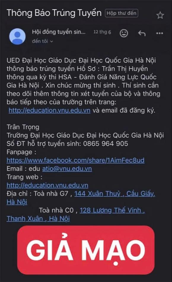 Email lừa đảo, lừa đảo trúng tuyển đại học, tân sinh viên