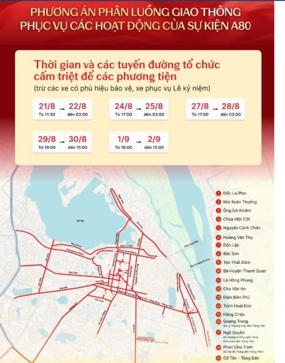 cấm đường, lịch cấm đường, tuyến đường bị cấm