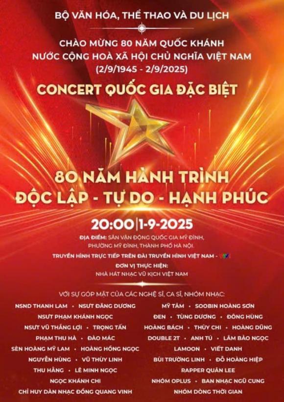 concert quốc gia tại Mỹ Đình, concert  80 năm hành trình Độc lập Tự do Hạnh phúc, nhận vé concert miễn phí