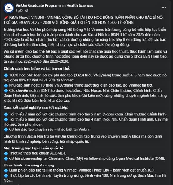 Tỷ phú Phạm Nhật Vượng, bác sĩ nội trú, học phí, Trường Đại học VinUni, Hệ thống Y tế Vinmec