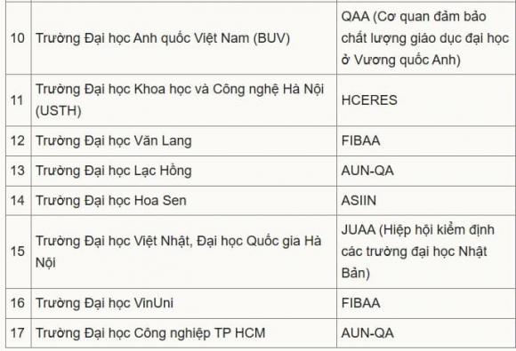 đại học Việt Nam, đại học đạt tiêu chuẩn nước ngoài, trường đại học