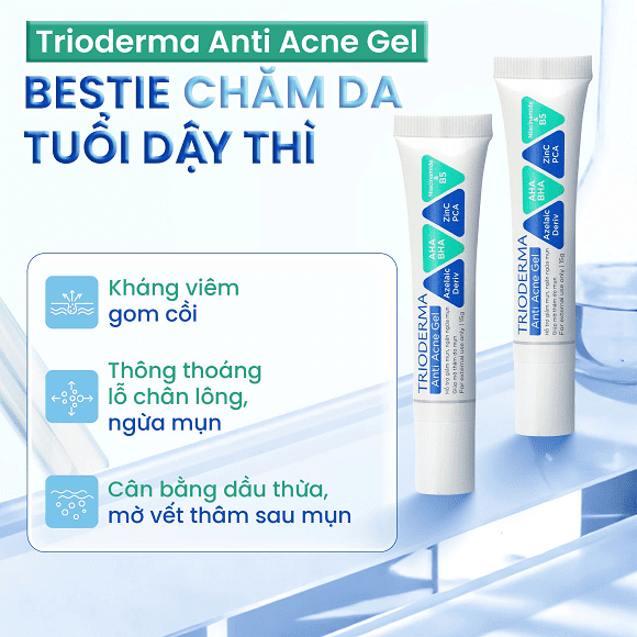 trioderma-3.png 0 kem chấm mụn, Trioderma Anti Acne Gel, chăm sóc da