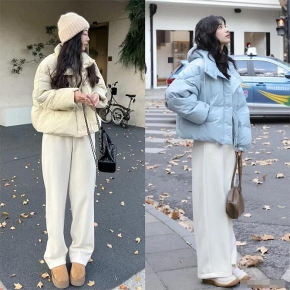 quan-trang-ao-phao (1).jpg 3 thời trang, quần trắng, áo lông vũ