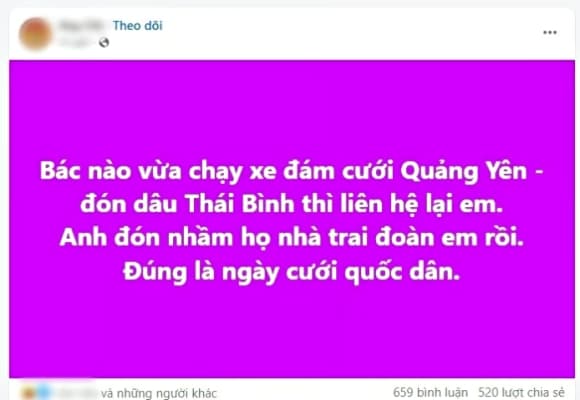 ngày cưới, đón nhầm đoàn nhà trai, nhà trai thất lạc, sự cố ngày cưới