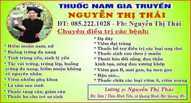 Lương y Nguyễn Thị Thái, thuốc nam, thuốc dân tộc