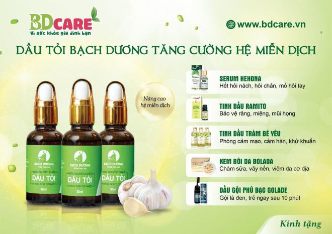 Dầu tỏi Bạch Dương, Tinh dầu tràm Bé Yêu, Cốm ăn ngon Voikid, BDCARE